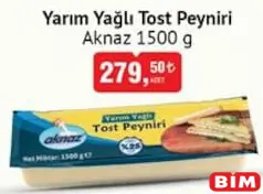 AKNAZ YARIM YAĞLI TOST PEYNİRİ 1500 G